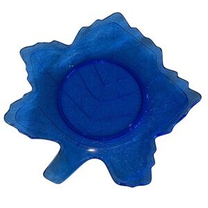 Blue Glass Leaf Plate